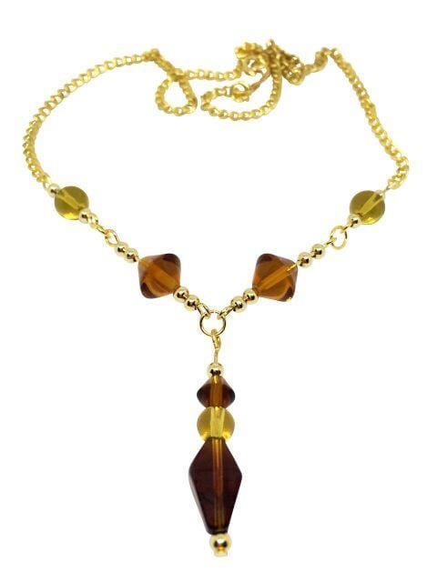 Necklace Glass Amber Beaded Necklace Jewelz Galore Glass Amber Beaded Necklace | Jewelz Galore