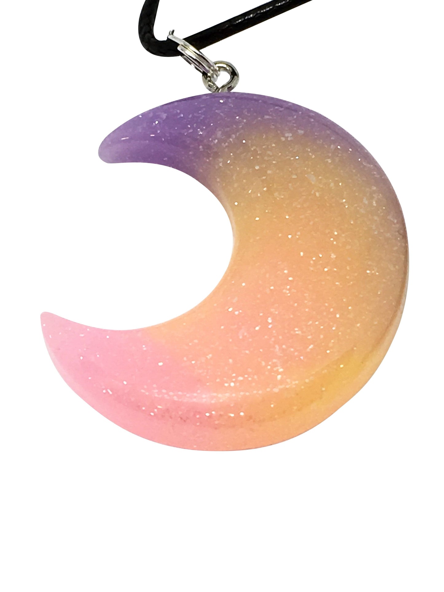 Pastel Resin Glitter Crescent Moon Pendant