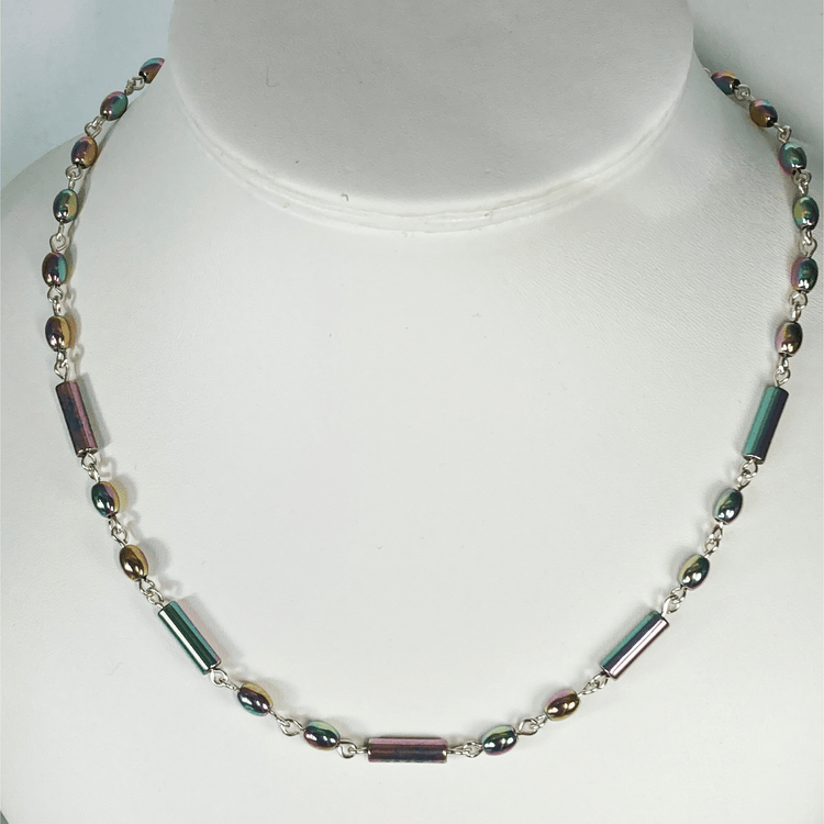 Handmade Pastel Rainbow Hematite Gemstone Necklace Set