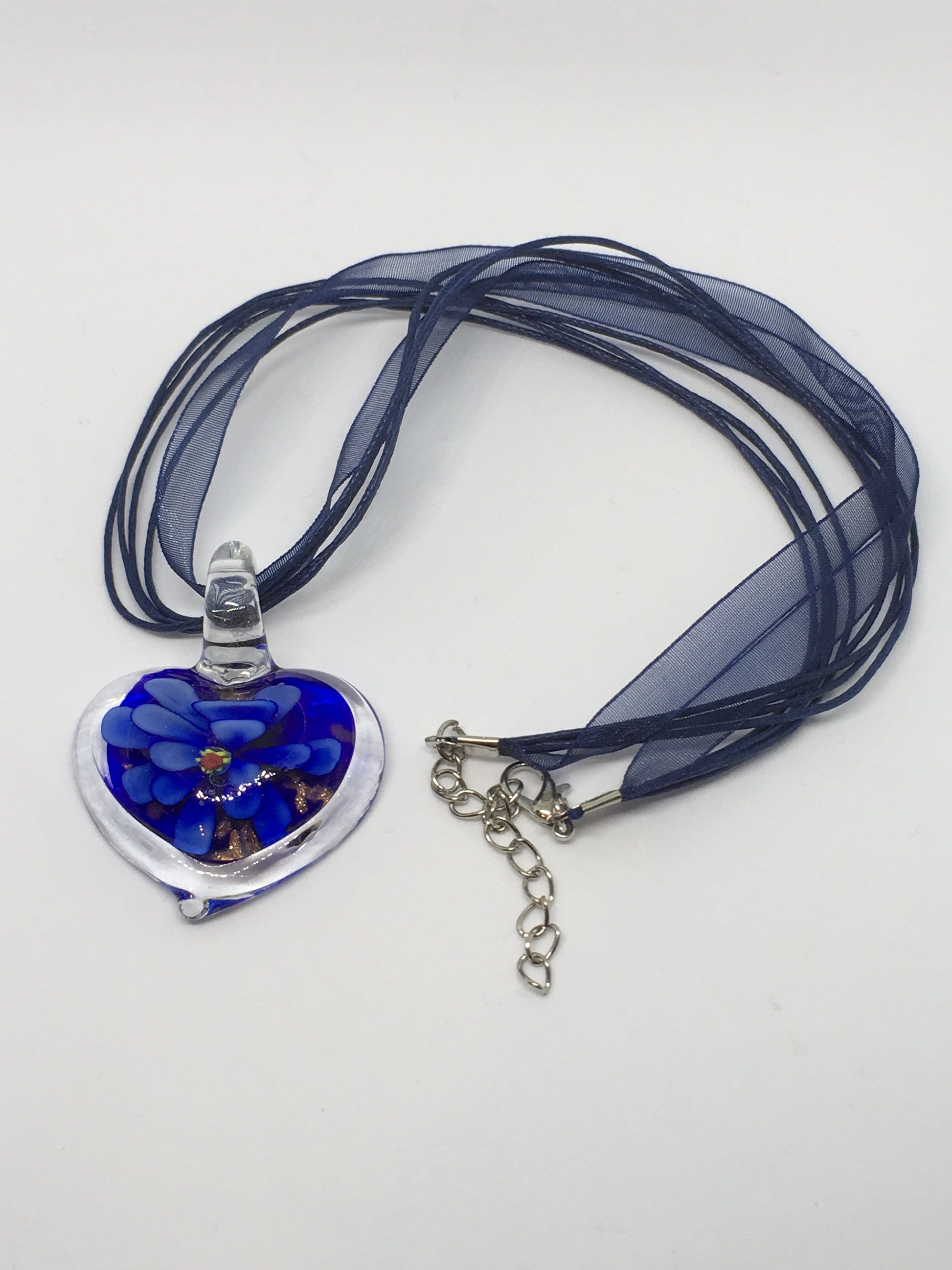 Necklace Blue Flower Lampwork Pendant Jewelz Galore Blue Lampwork Pendant | Jewelz Galore | Handmade Jewellery Cambridge