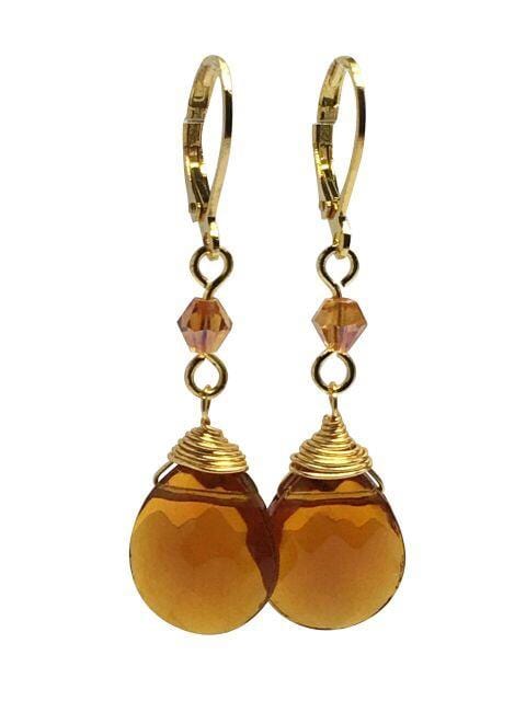 Earrings Briolette Earrings Jewelz Galore Amber Glass Briolette Drop Earrings | Jewelz Galore | Jewellery Online