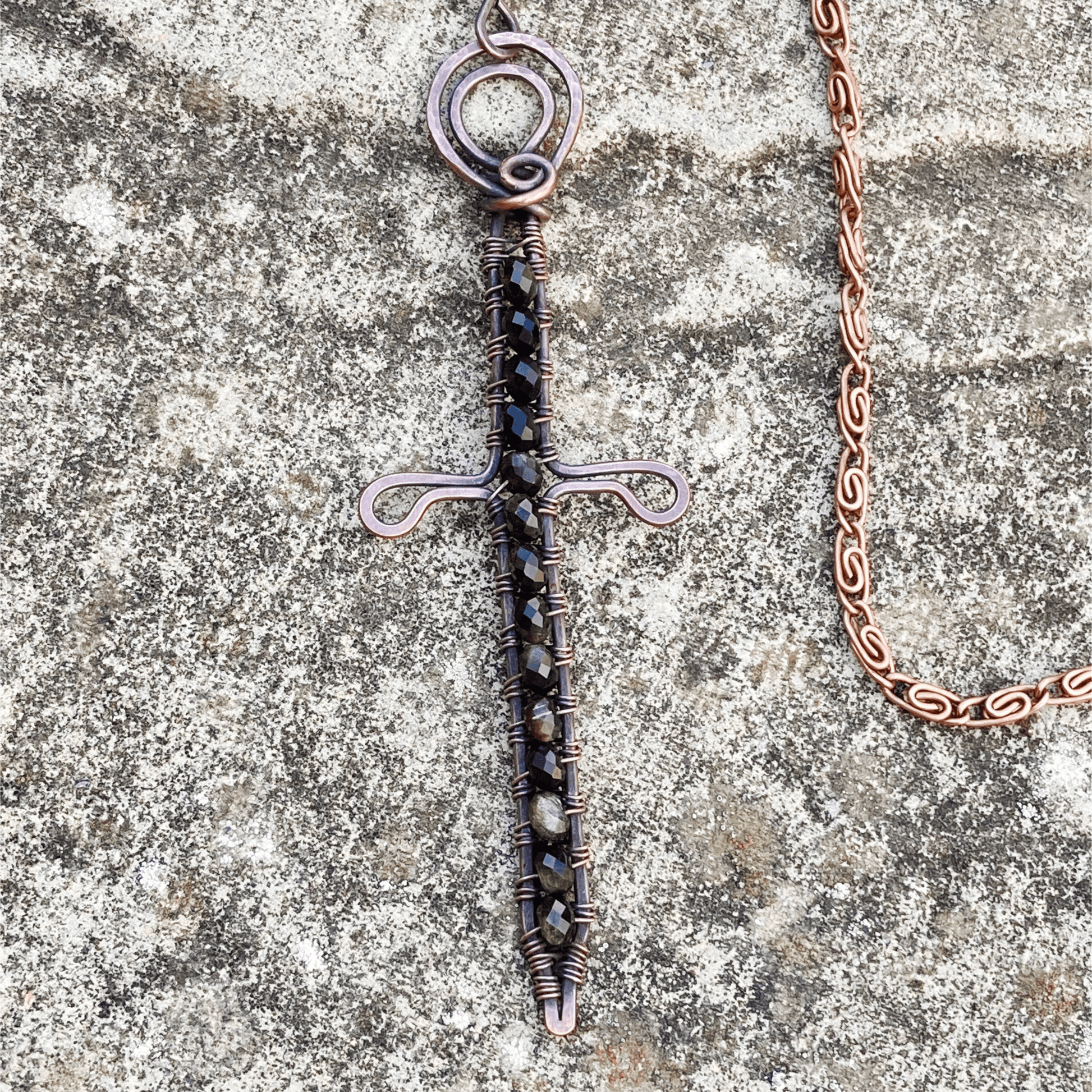 Pendant Golden Obsidian Copper Sword Pendant Jewelz Galore Golden Obsidian Copper Sword Pendant | Jewelz Galore | Jewellery 