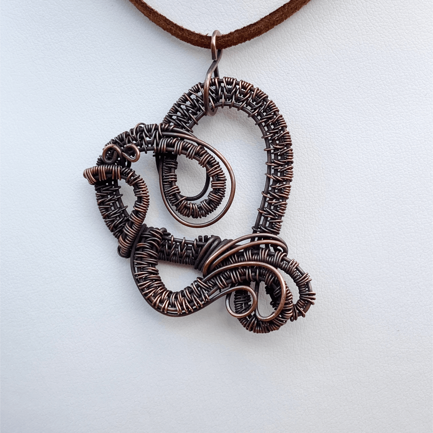 Handmade Wire Wrapped Copper Heart Pendant