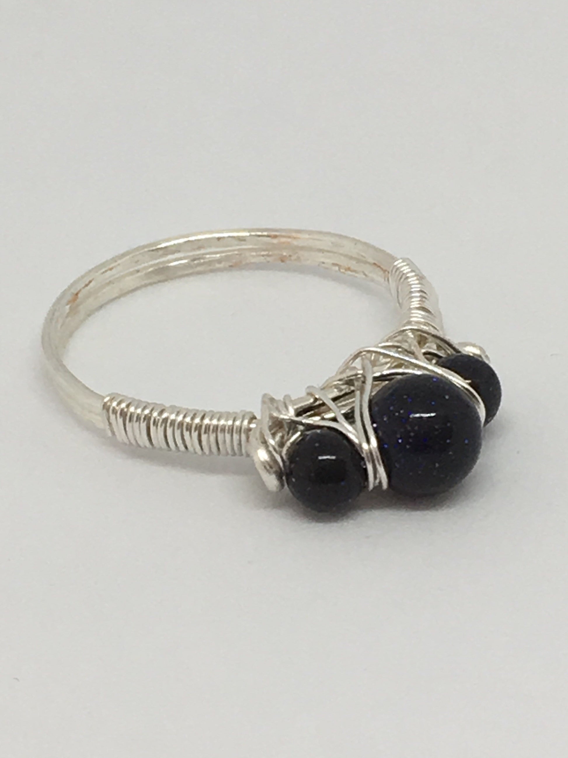 Rings R = 8 3/4 / Blue Goldstone Wire Wrapped Gemstone Rings Jewelz Galore Wire Wrapped Gemstone Rings | Jewelz Galore | Jewellery In Cambridge