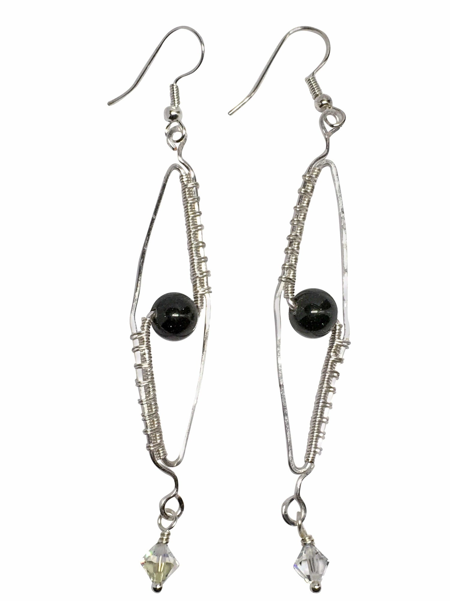 Green Goldstone And Swarovski Earrings
