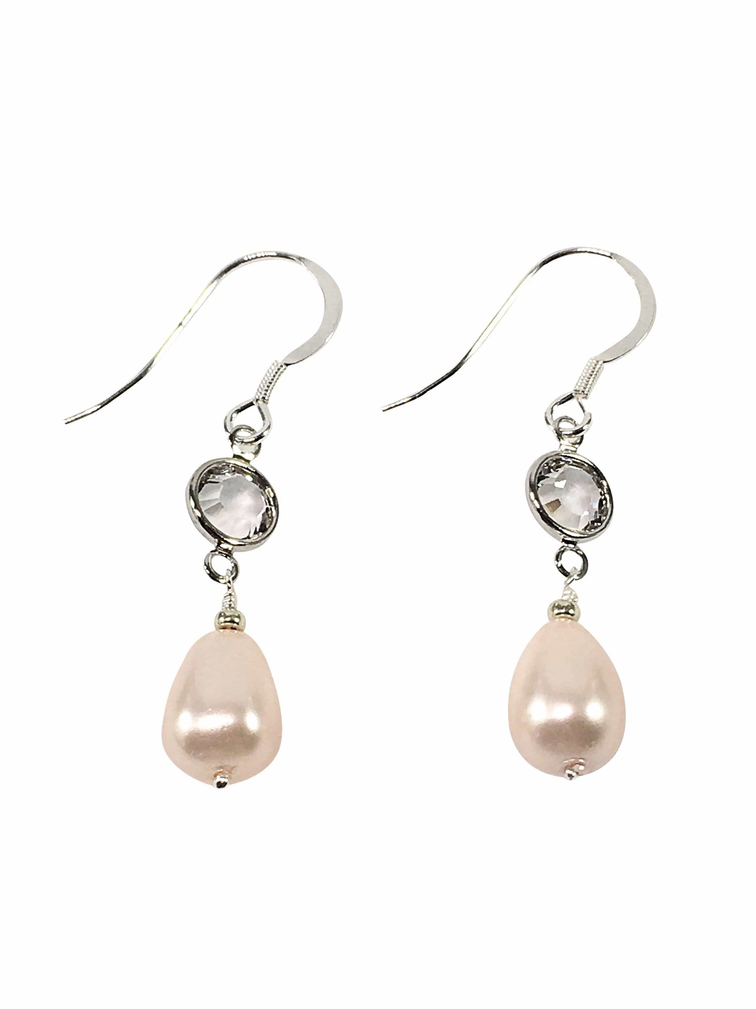 Handmade Sterling Silver Earrings With Pearl And Swarovski Elements
