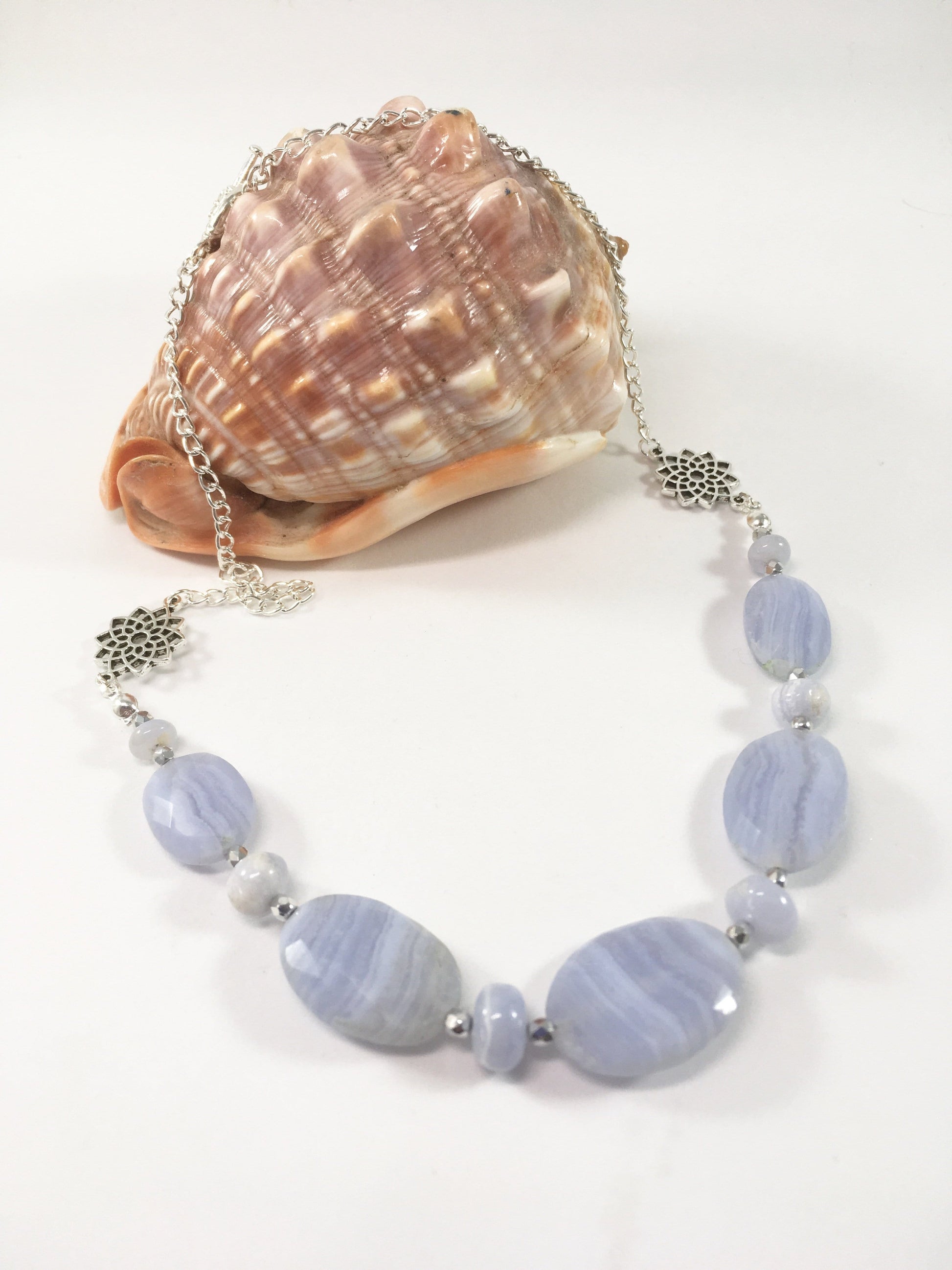 Necklace Blue Lace Agate Necklace Jewelz Galore Blue Lace Agate Gemstone Necklace | Jewelz Galore | Jewelery Online