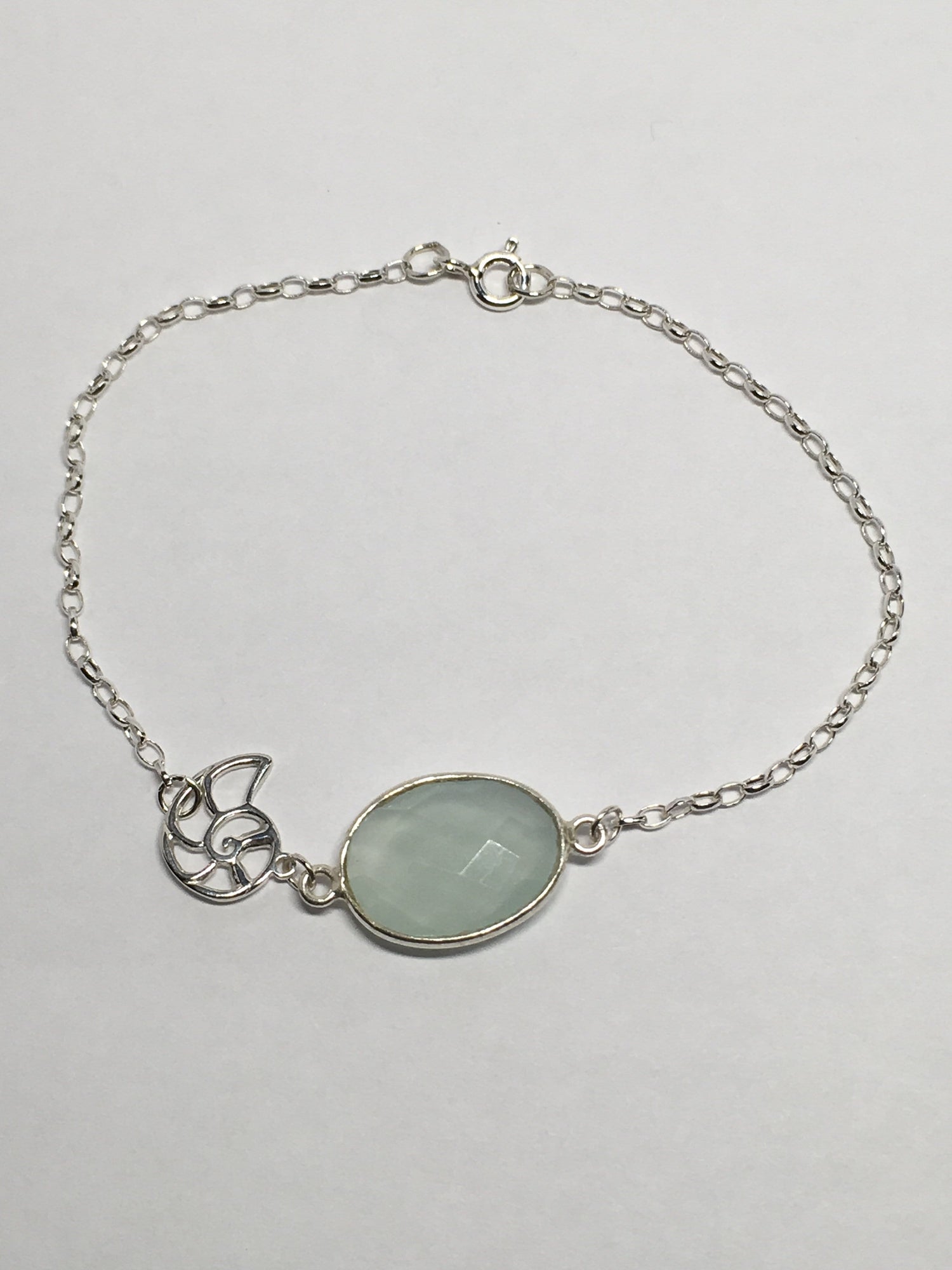 Handmade Sterling Silver And Chalcedoney Gemstone Bracelet