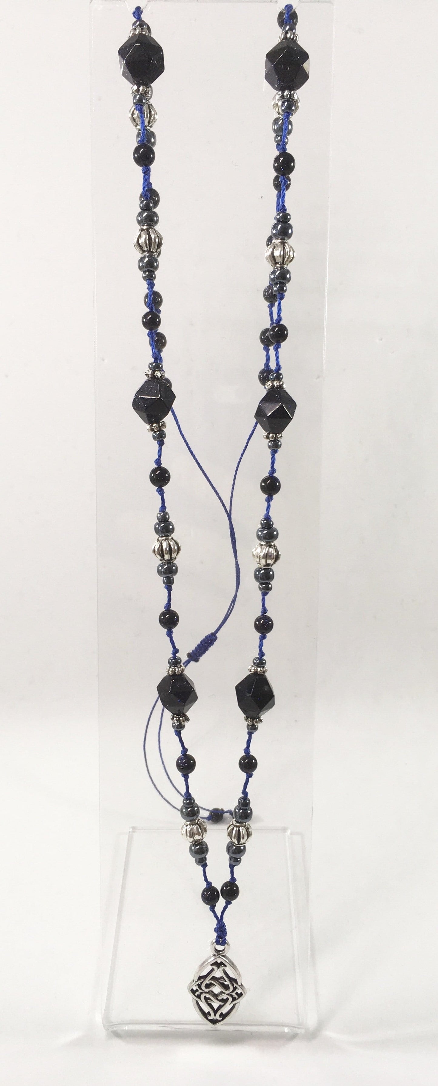 Necklace Celtic Knotted Blue Goldstone Beaded Necklace Jewelz Galore Celtic Knotted Blue Goldstone Necklace | Jewelz Galore | Buy Online