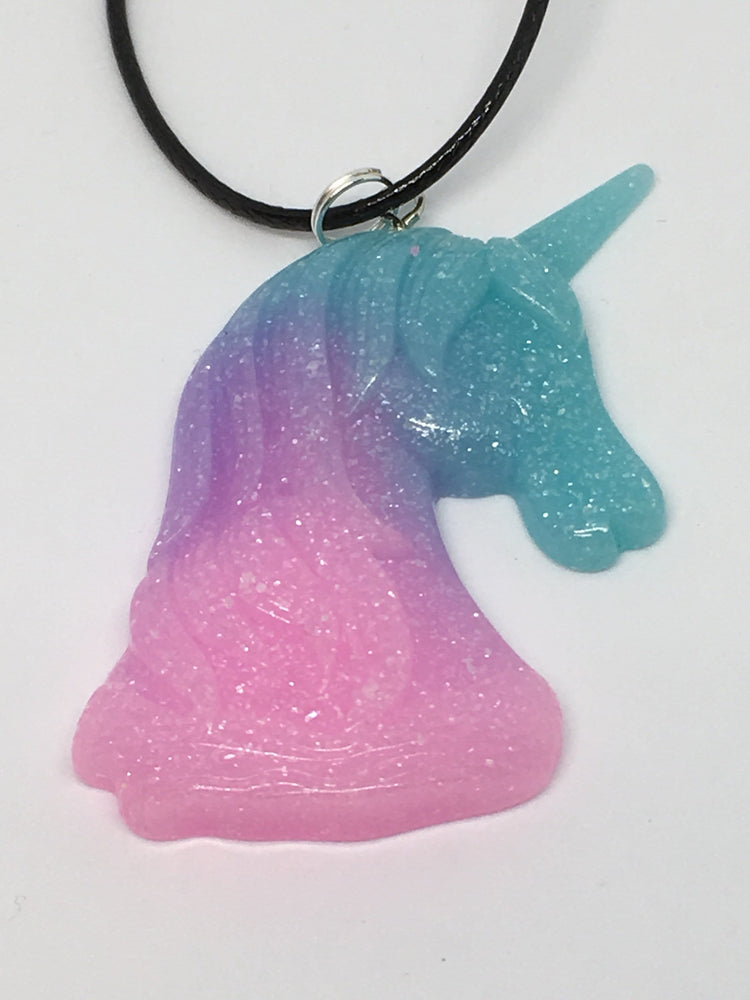 Pastel Resin Glitter Unicorn Pendant