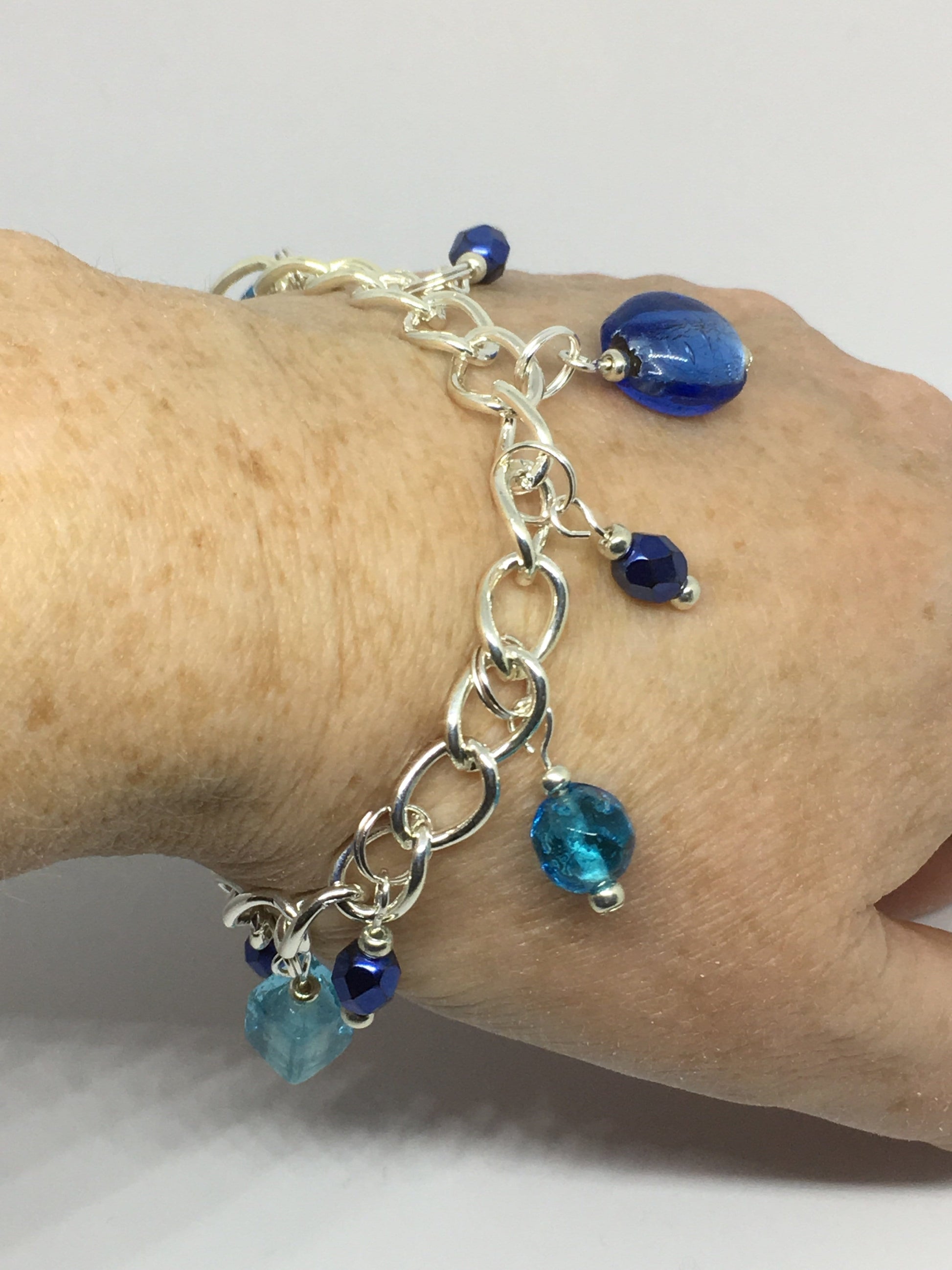 Bracelet Blue Beaded Charm Bracelet Jewelz Galore Blue Beaded Charm Bracelet | Jewelz Galore | Handmade Jewellery Online