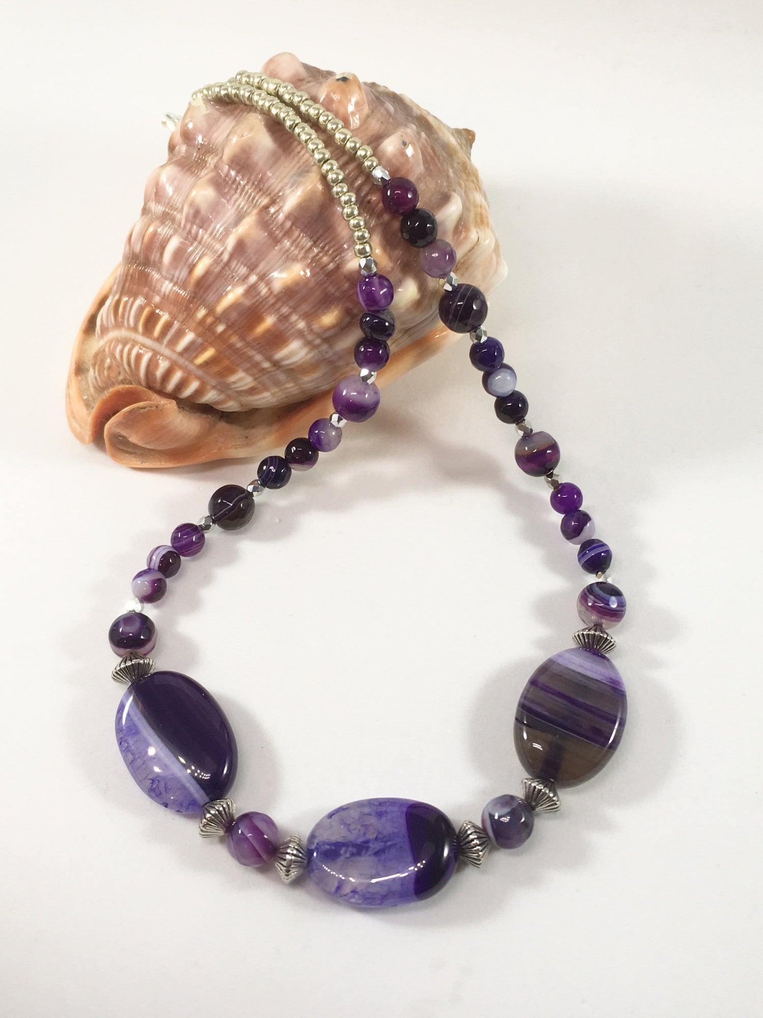 Purple Striped Agate Necklace