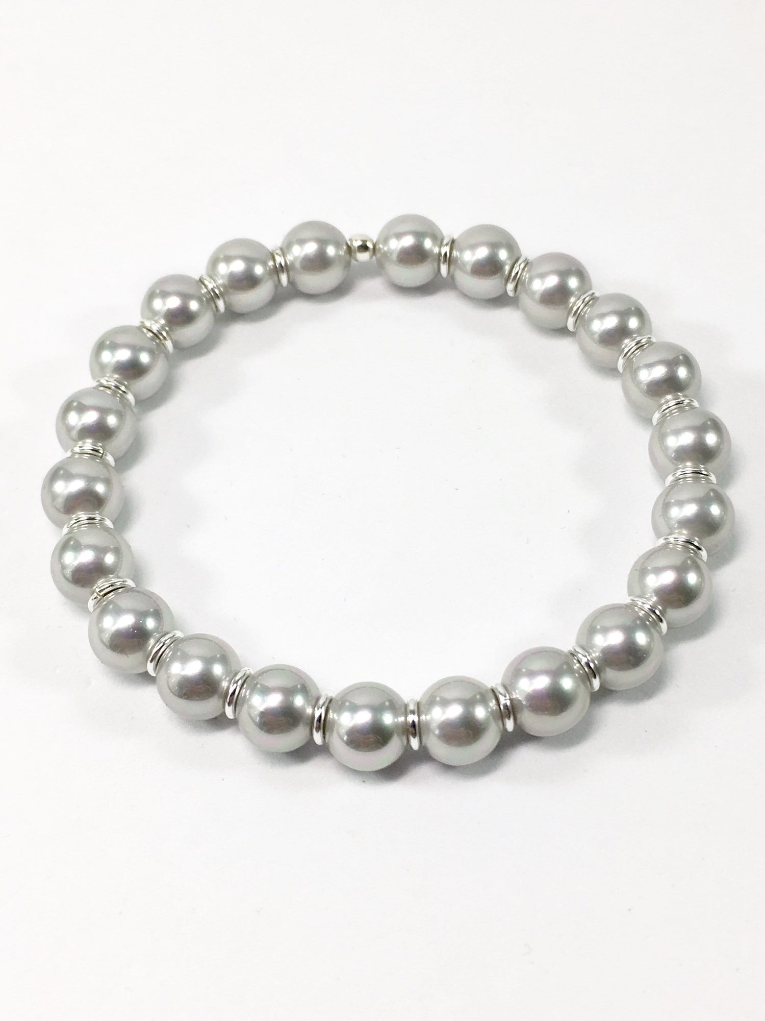 Silver Shell Pearl Stretch Bracelet