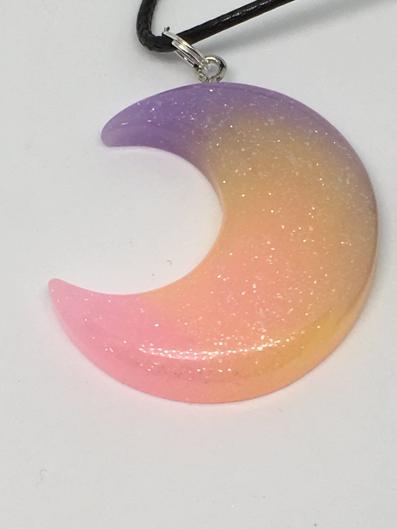 Pastel Resin Glitter Crescent Moon Pendant
