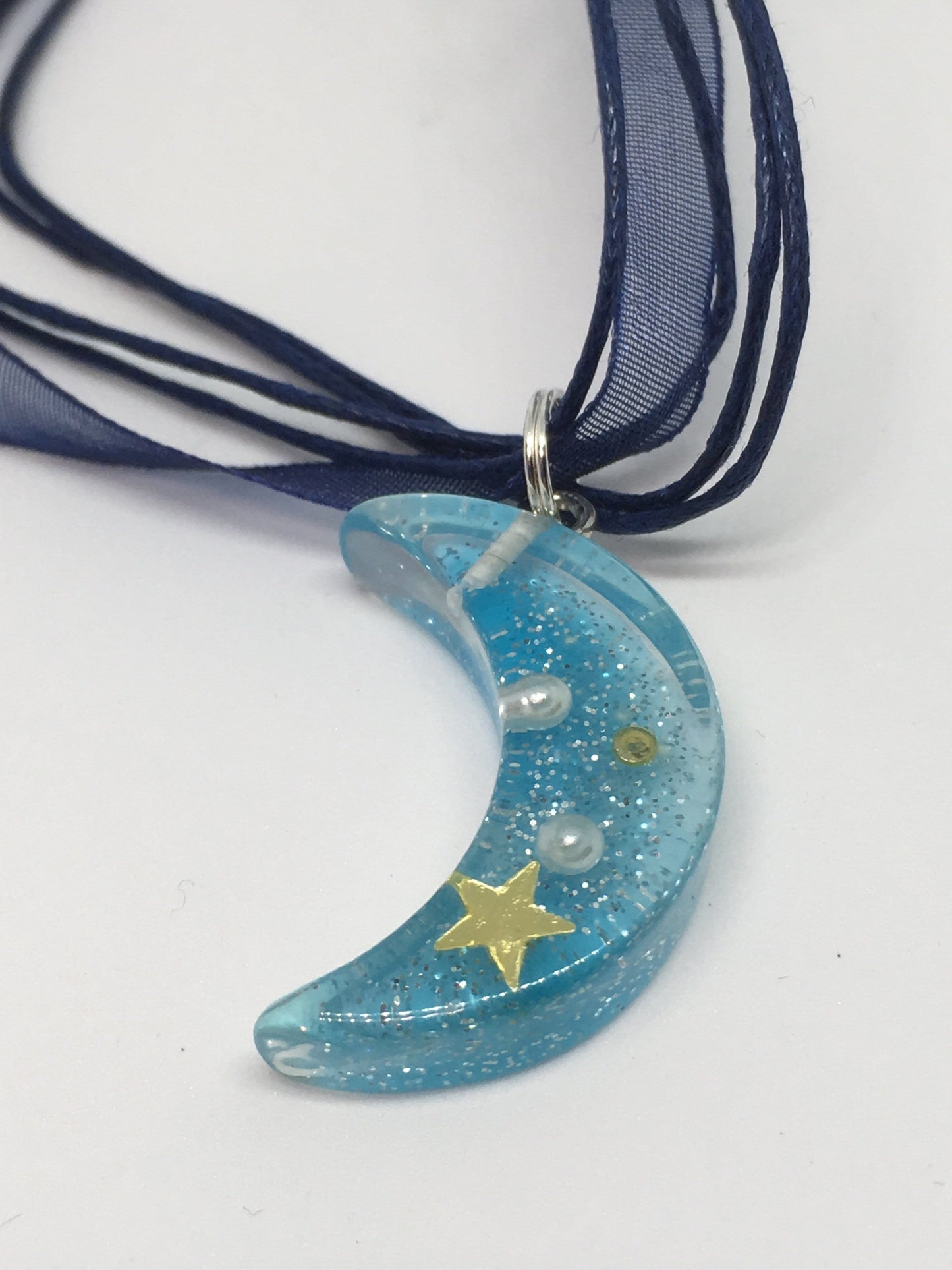 Necklace Blue Resin Moon Pendant Jewelz Galore Blue Moon Resin Pendant Necklace | Jewelz Galore | Jewellery Cambridge