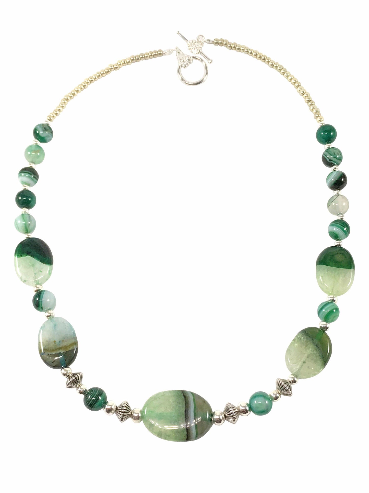 Necklace Green Striped Agate Necklace Jewelz Galore