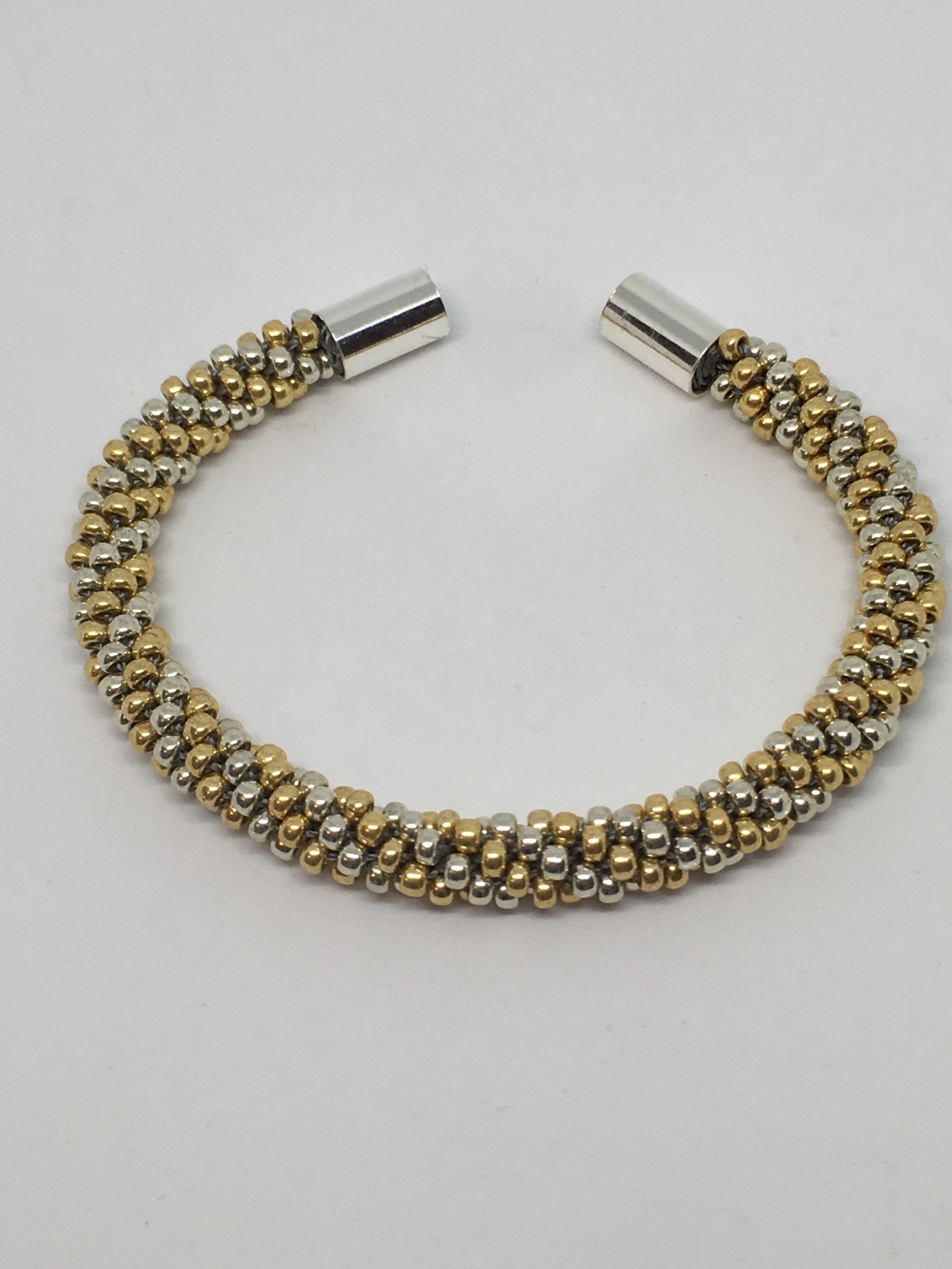 Bracelet Gold/silver / 7 1/2" Slim Beaded Kumihimo Bracelet Jewelz Galore Bead Kumihimo Bracelet | Jewelz Galore | Handmade Jewellery Cambridge