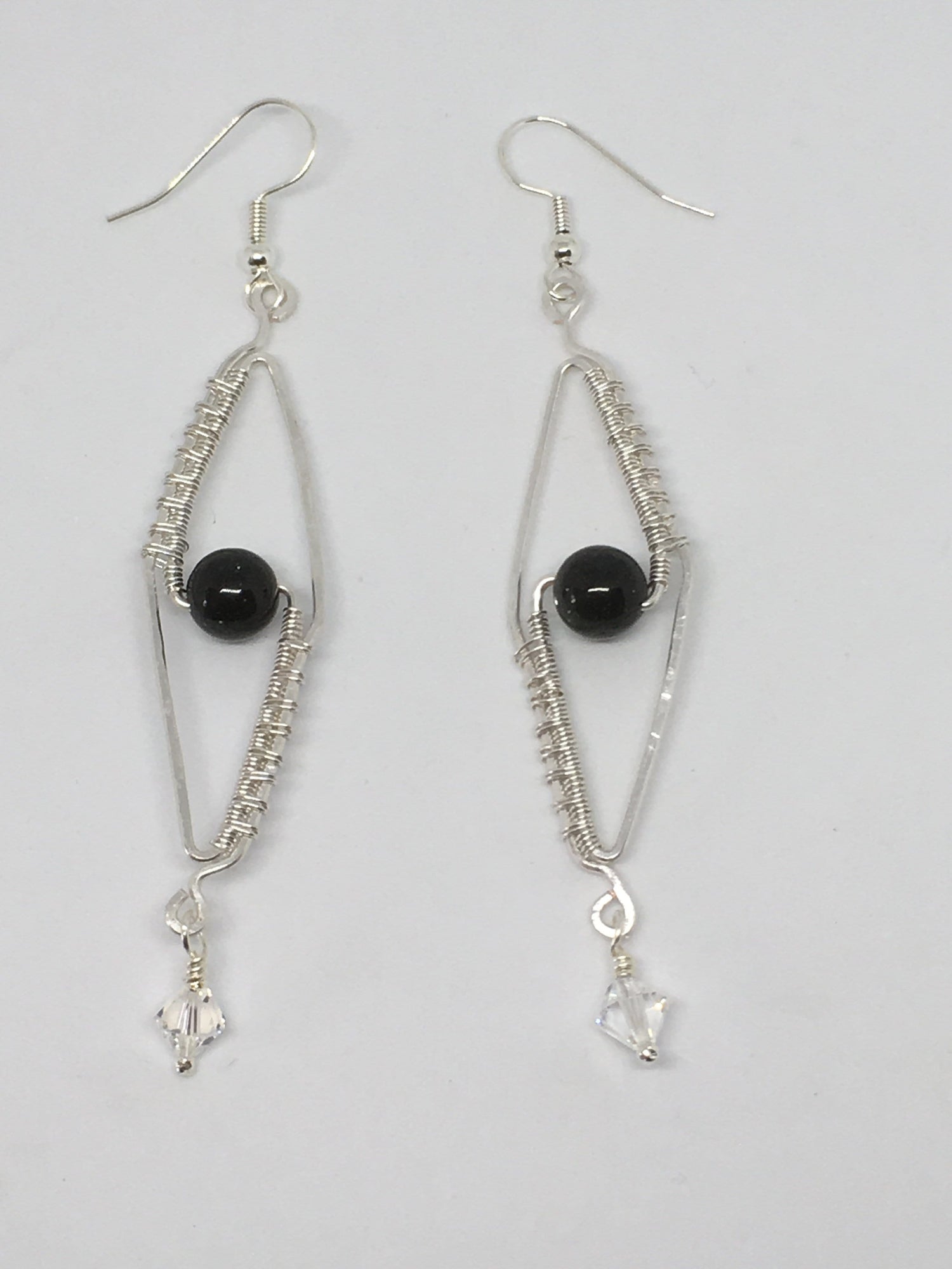 Green Goldstone And Swarovski Earrings