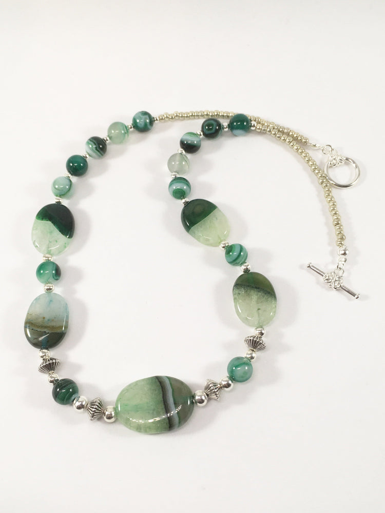 Green Striped Agate Necklace