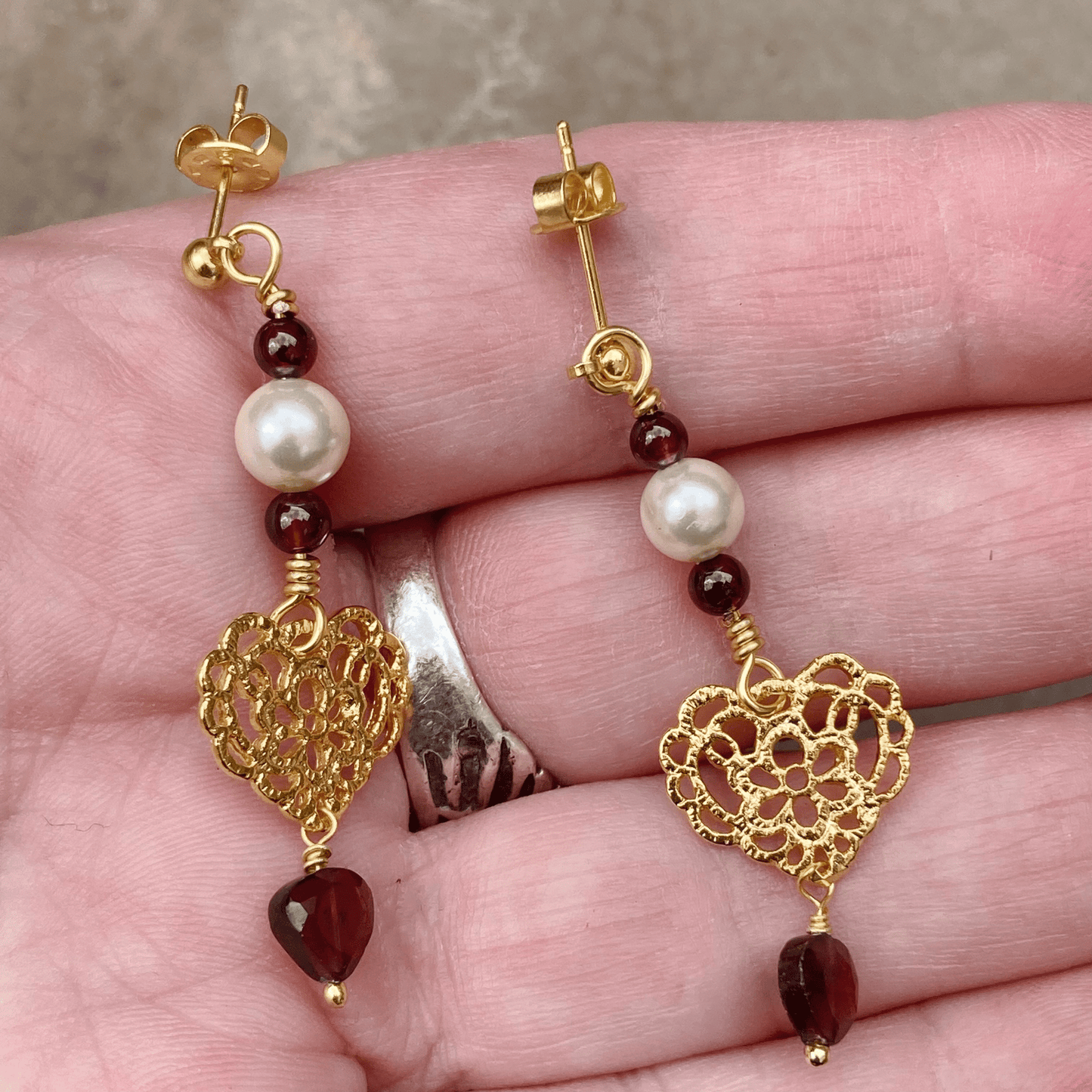 Earrings Garnet Heart Drop Stud Earrings Jewelz Galore Buy Garnet Heart Drop Stud Earrings | Jewelz Galore | Jewellery