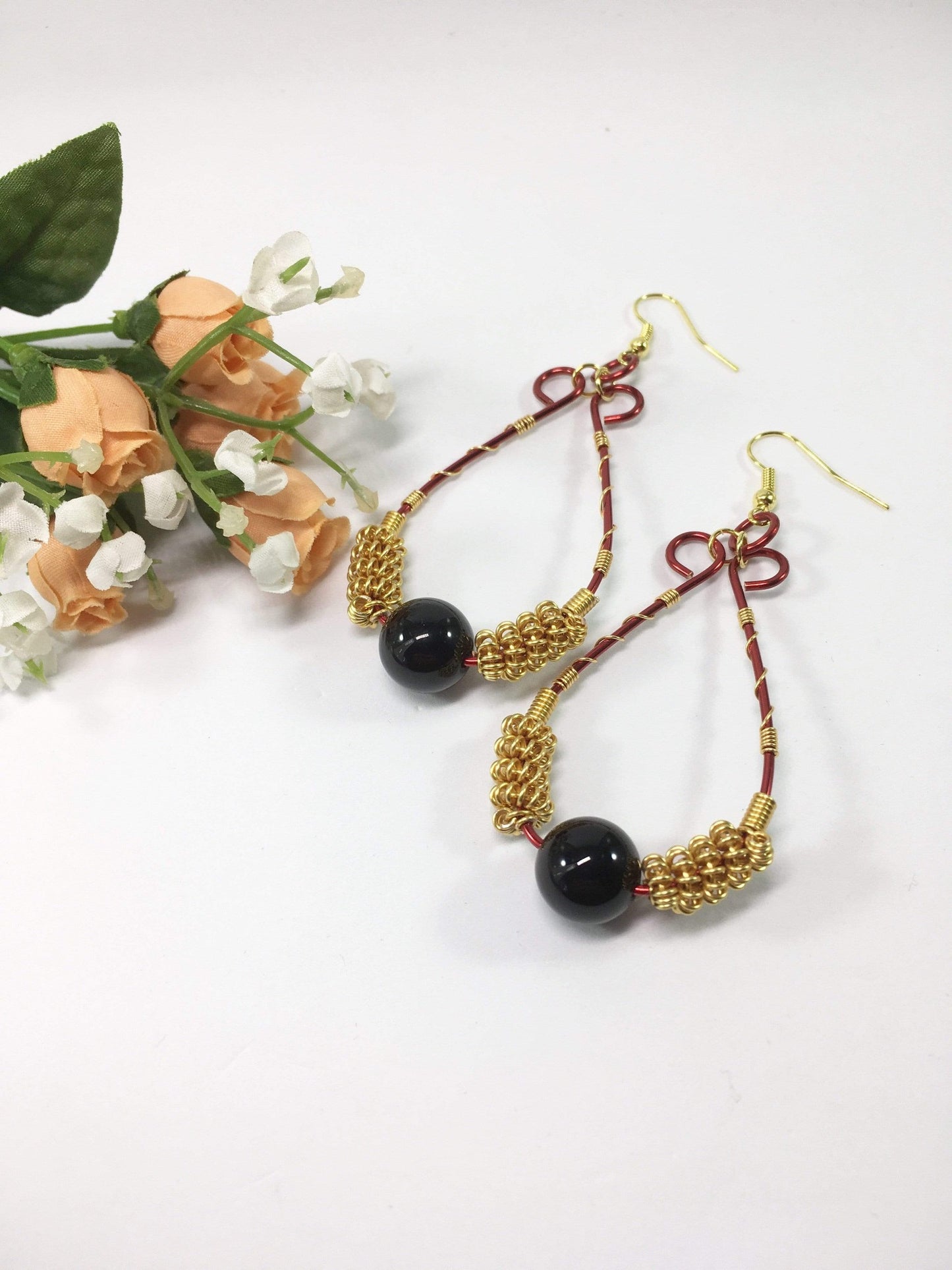 Handmade Black Agate Gemstone Earrings