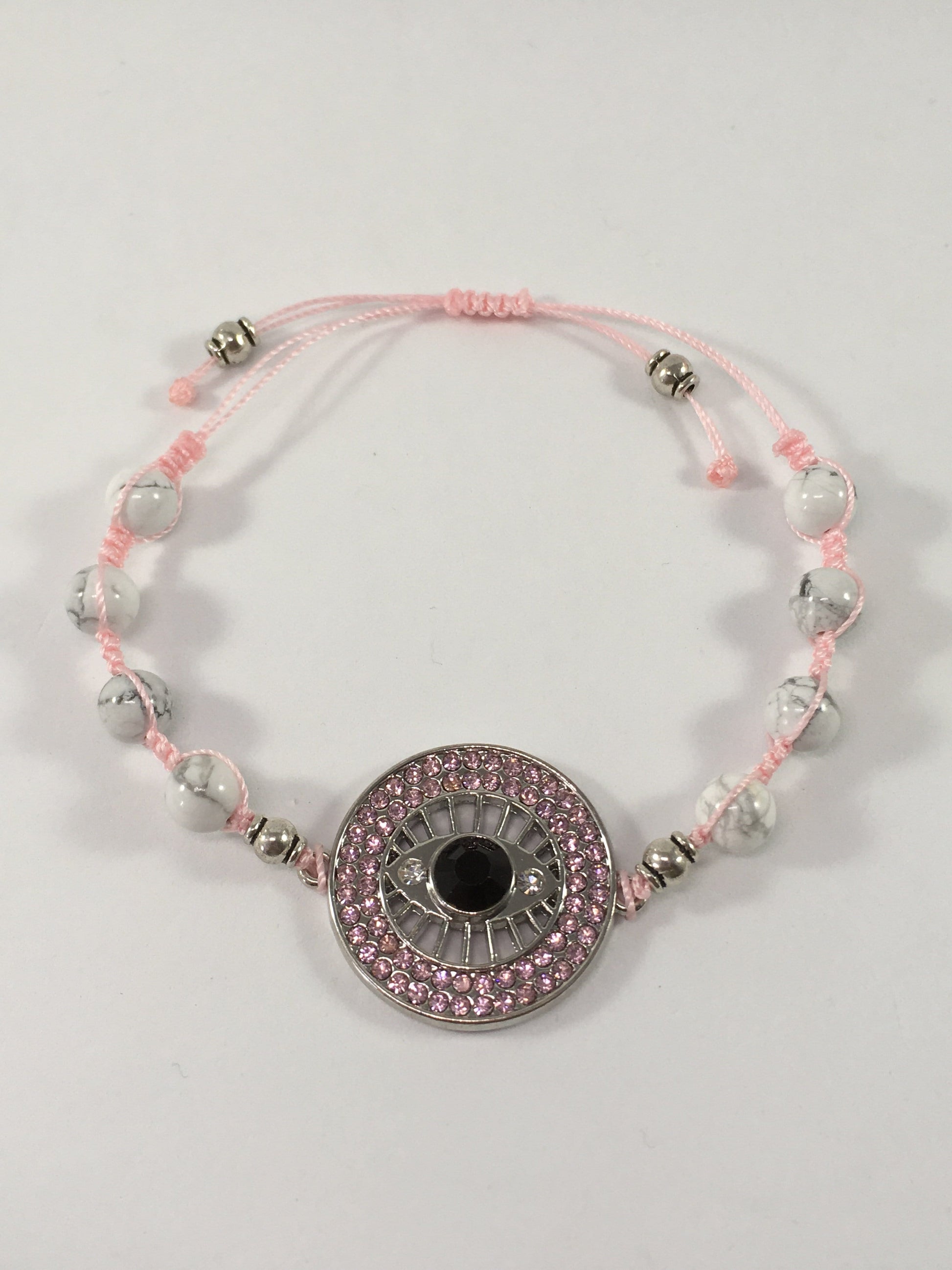 Bracelet Pink Howlite Eye Bracelet Jewelz Galore Howlite Gemstone Eye Macrame Bracelet | Jewelz Galore | Jewellery