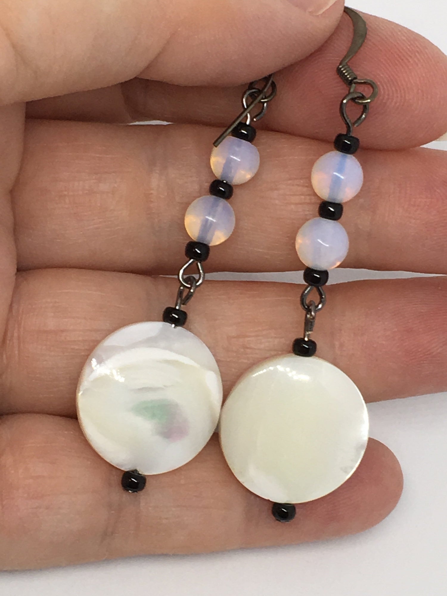Mother Of Pearl And Moonstone Earrings