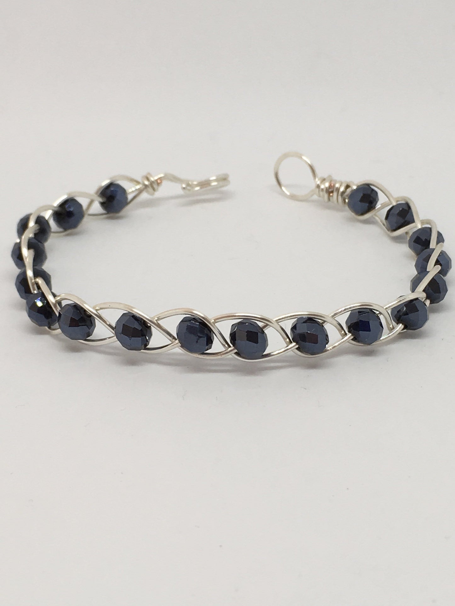 Bracelet Silver & Blue Wire Braided Bangle Jewelz Galore Wire Braided Bangle | Jewelz Galore | Handmade Jewellery Cambridge