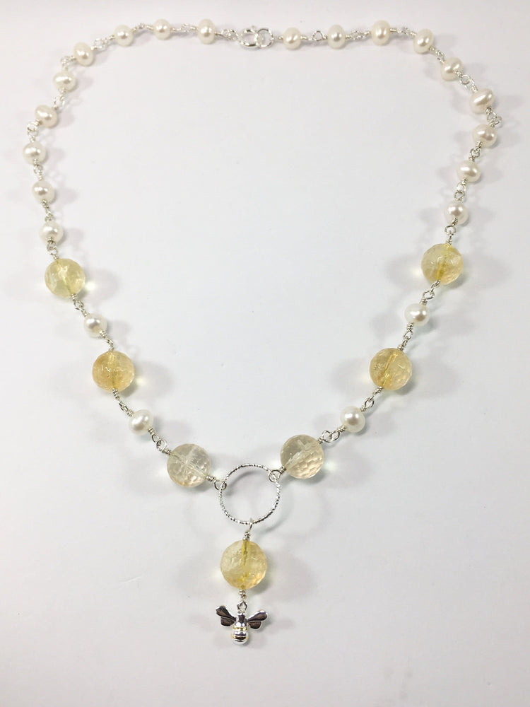 Citrine And Freshwater Pearl Necklace