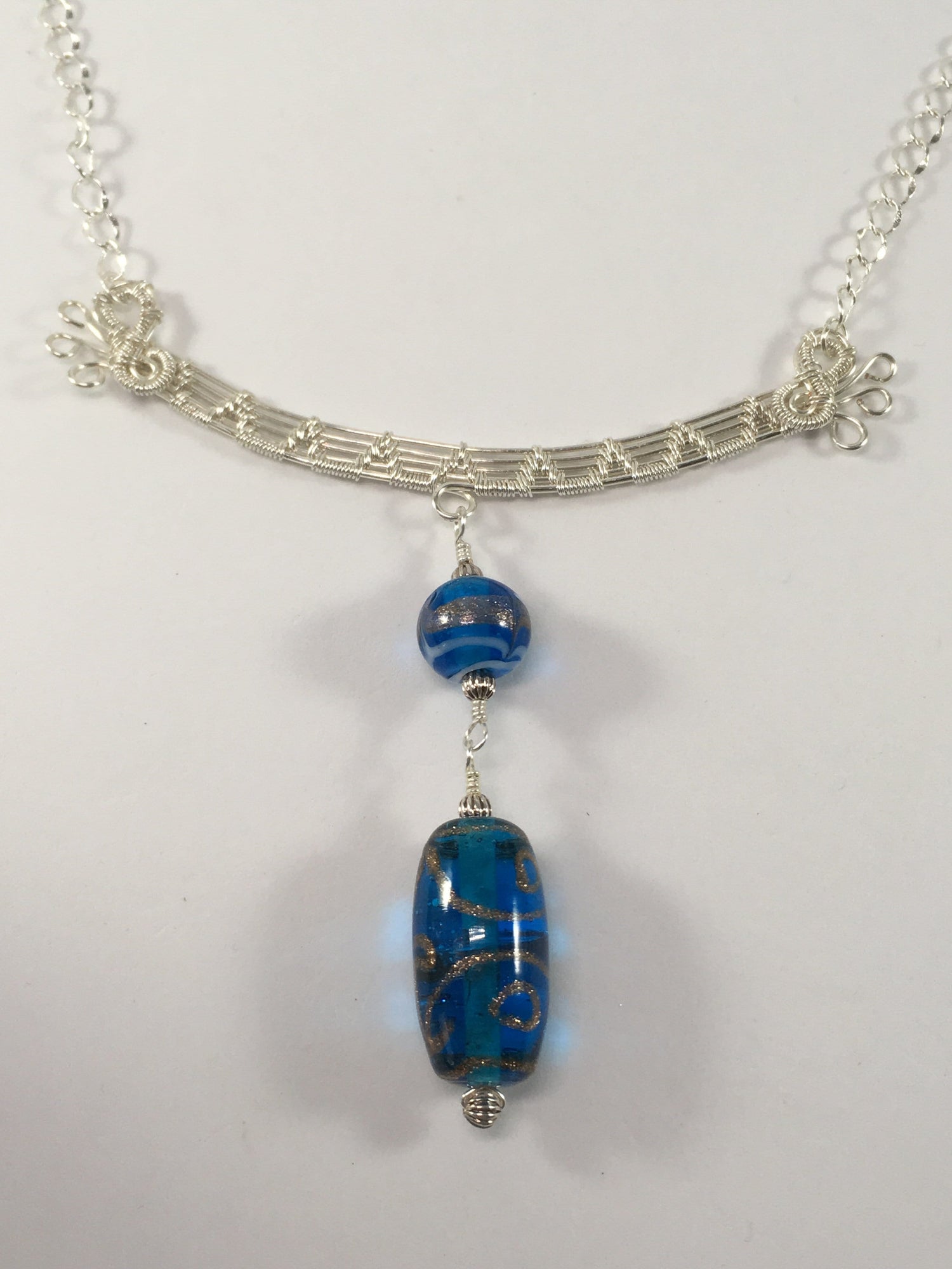 Wire Wrapped Murano Glass Collerette Necklace