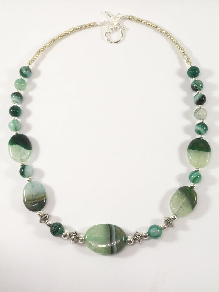 Green Striped Agate Necklace