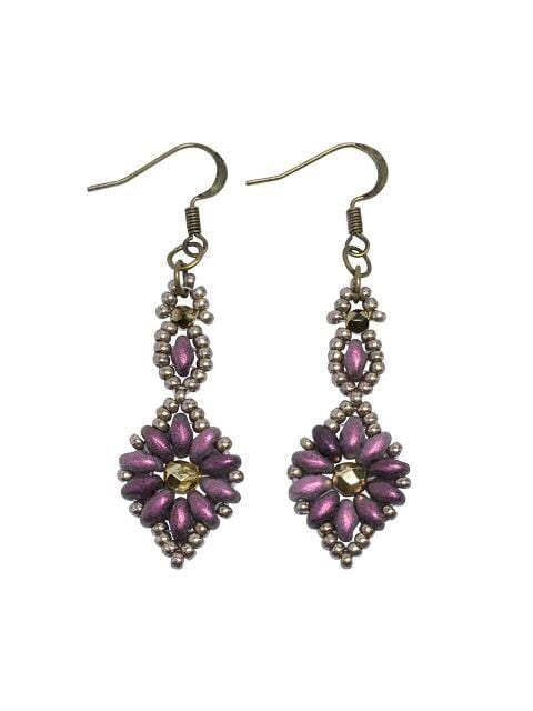 Handmade Antique Style Flower Beaded Earrings