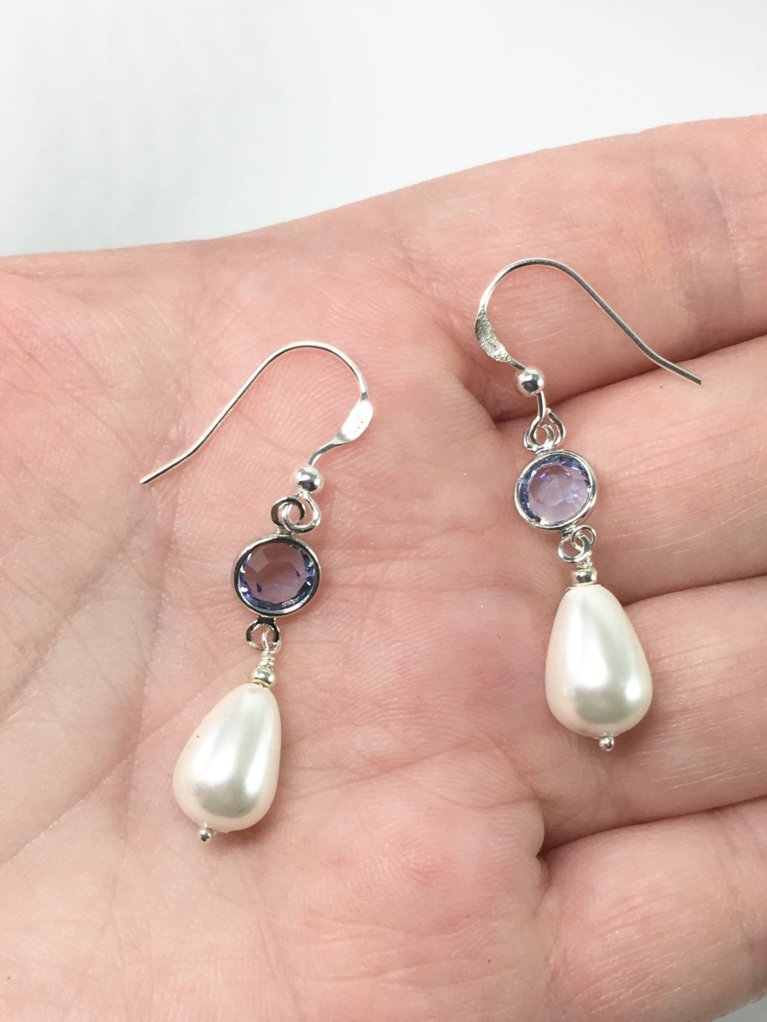 Handcrafted Shell Pearl And Swarovski Earrings