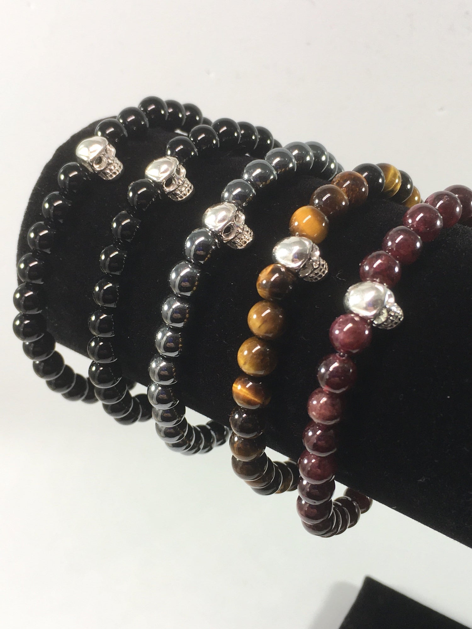 Gemstone Skull Stretch Bracelet