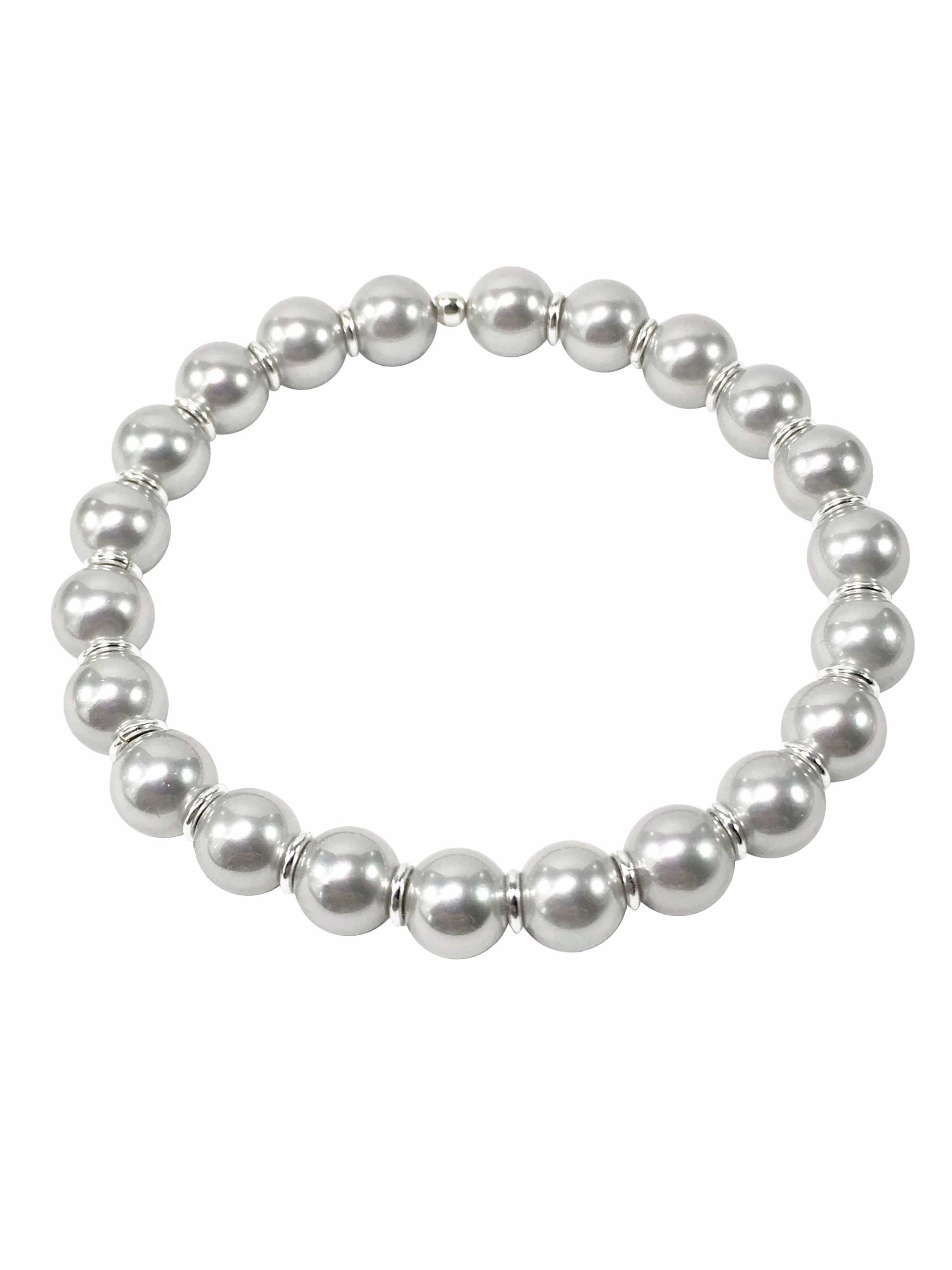 Silver Shell Pearl Stretch Bracelet