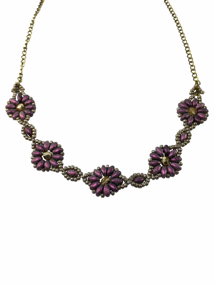 Antique Style Flower Beaded Necklace