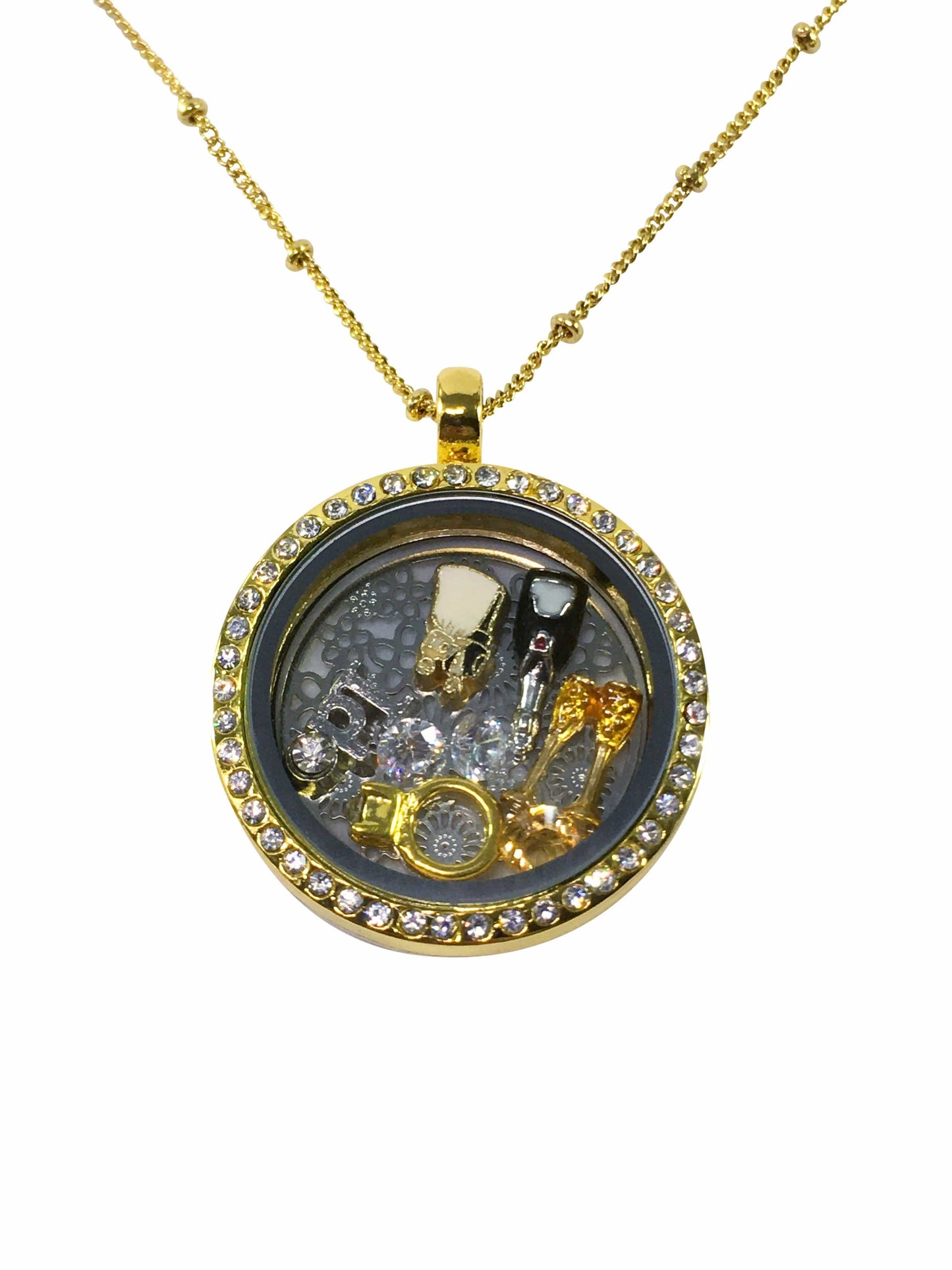 Necklace Gold Stainless Steel Wedding Floating Locket Jewelz Galore Gold Stainless Steel Wedding Necklace | Jewelz Galore