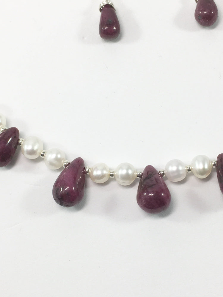 Ruby And Freshwater Pearl Bridal Necklace