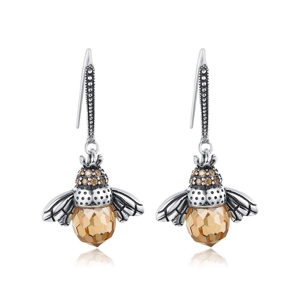 Silver Bee Earrings