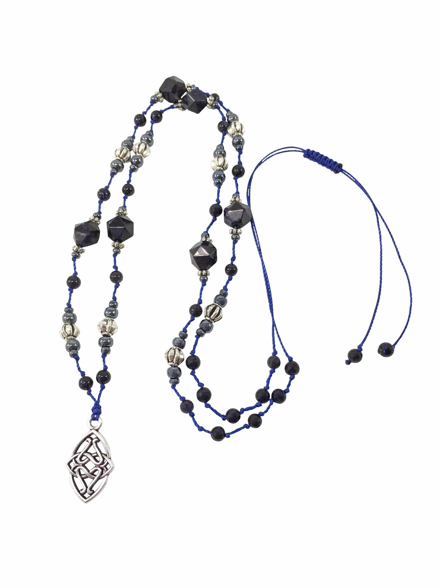 Necklace Celtic Knotted Blue Goldstone Beaded Necklace Jewelz Galore Celtic Knotted Blue Goldstone Necklace | Jewelz Galore | Buy Online