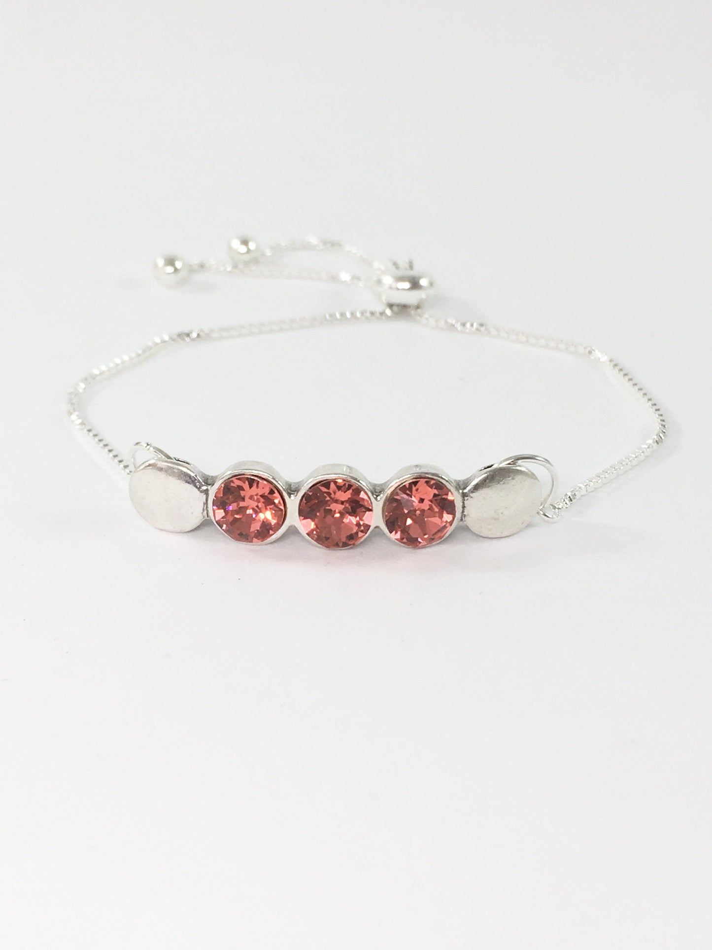 Bracelet Padparadscha Crystal Slider Bracelet Jewelz Galore Crystal Slider Bracelet | Jewelz Galore | Handmade Jewellery Online
