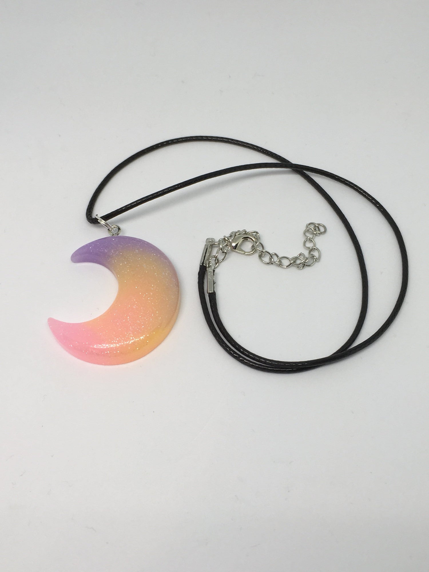 Pastel Resin Glitter Crescent Moon Pendant