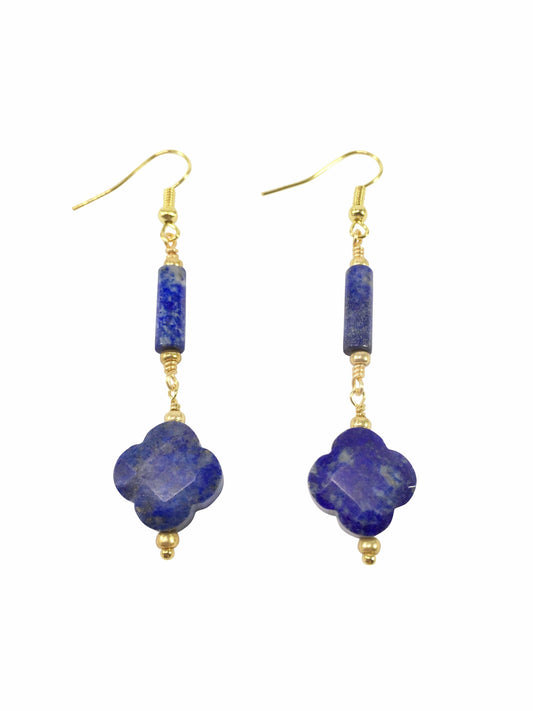 Earrings Lapis Lazuli Flower Earrings Jewelz Galore