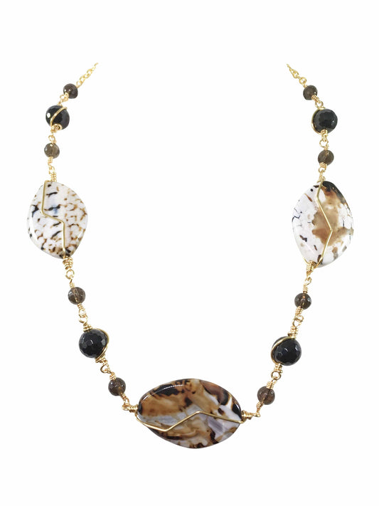 Necklace Cappuccino Agate Necklace Jewelz Galore Cappuccino Agate Gemstone Necklace | Jewelz Galore | Jewellery Online