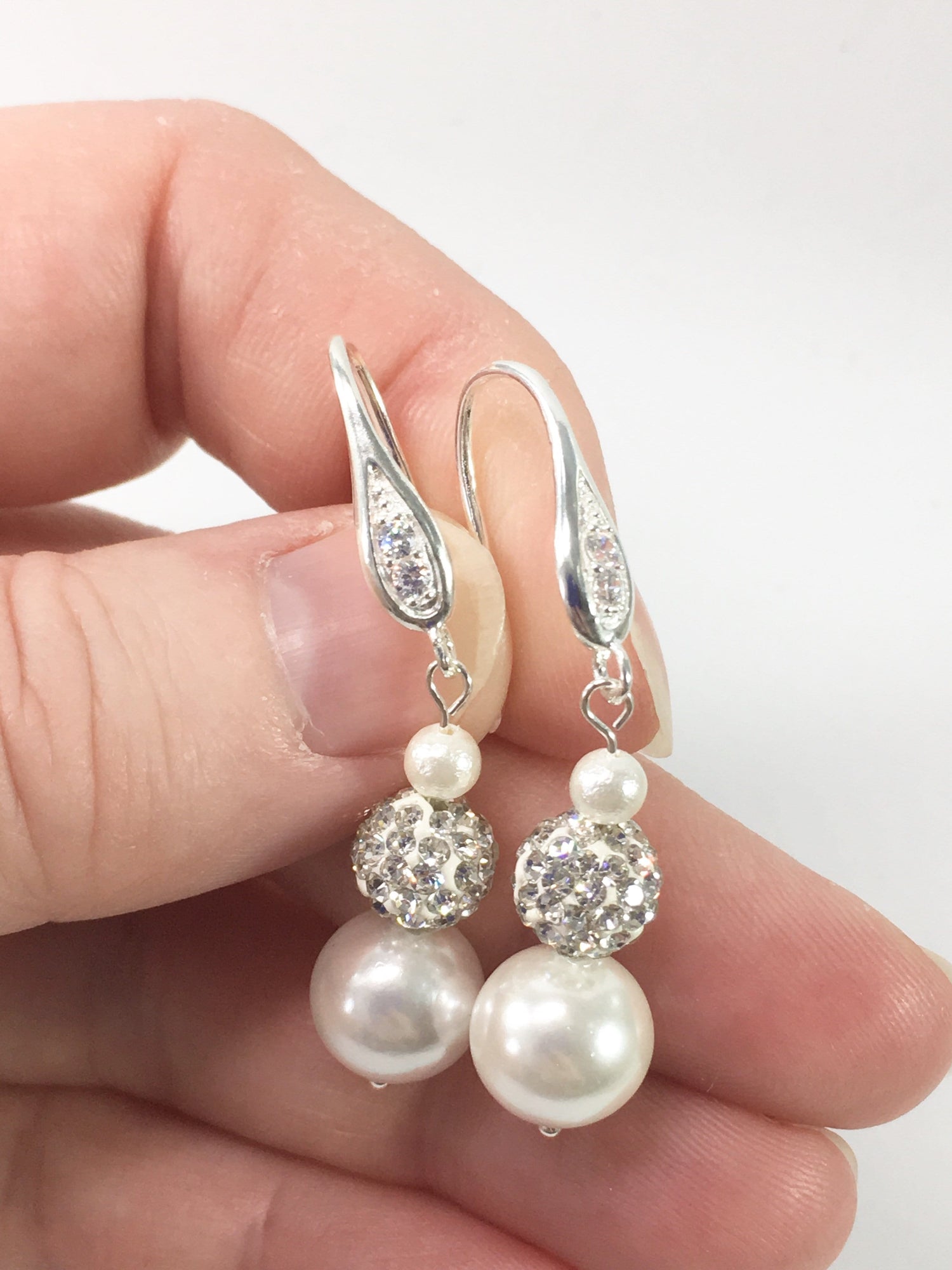 Sterling Silver And Shell Pearl Earrings
