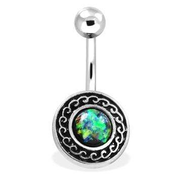 Belly Bars Antique Tribal Shield Belly Bar Jewelz Galore Tribal Shield Belly Bar | Jewelz Galore | Body Jewellery Online