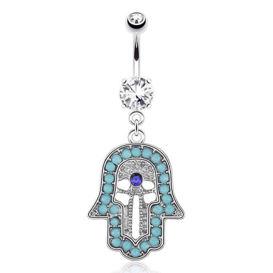 Belly Bars Hamsa CZ Belly Bar Jewelz Galore Hamsa CZ Belly Bar | Jewelz Galore | Ladies Body Jewellery Online