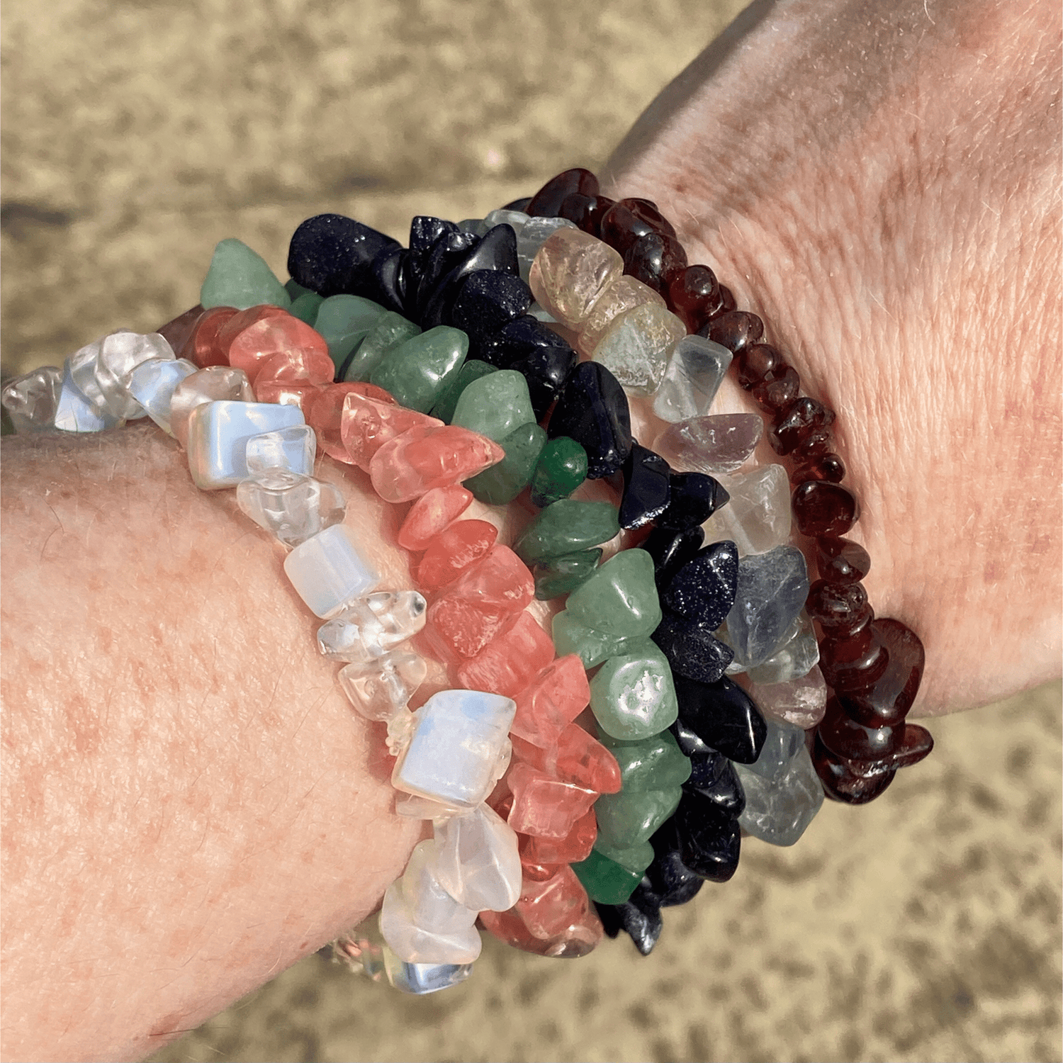 Handmade Gemstone Chip Stretch Bracelet