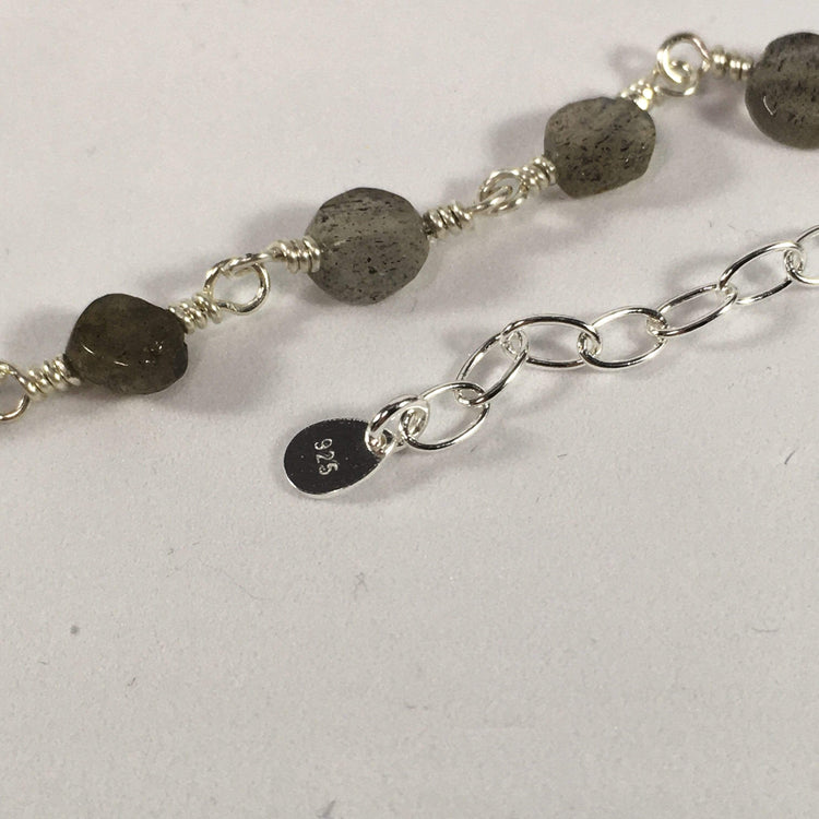 Handmade Labradorite Gemstone And Sterling Silver Bracelet 