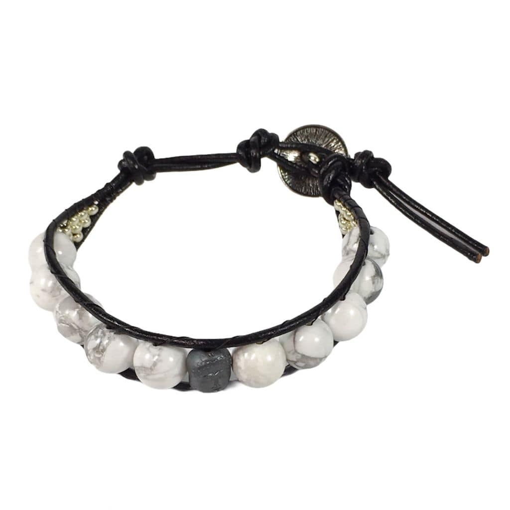 Handmade White Howlite Gemstone Wrap Bracelet
